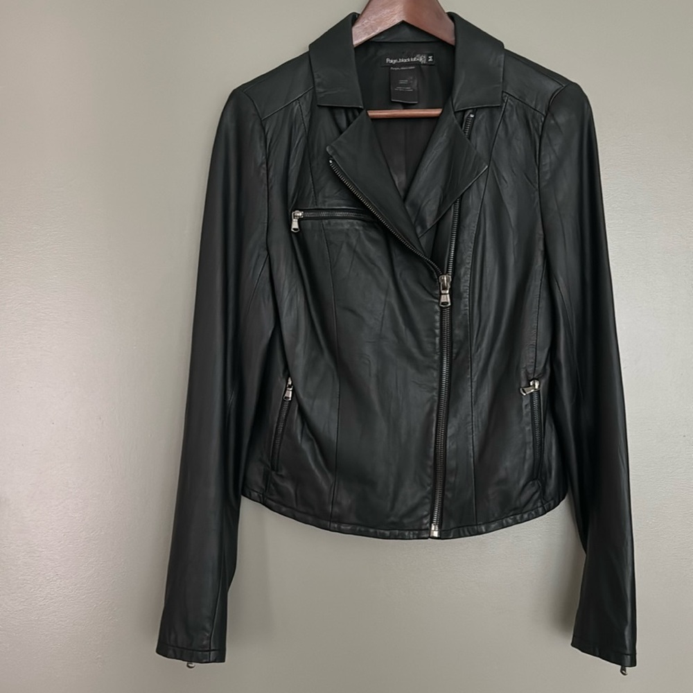 NWOT PAIGE Black Label Black Leather Jacket, M